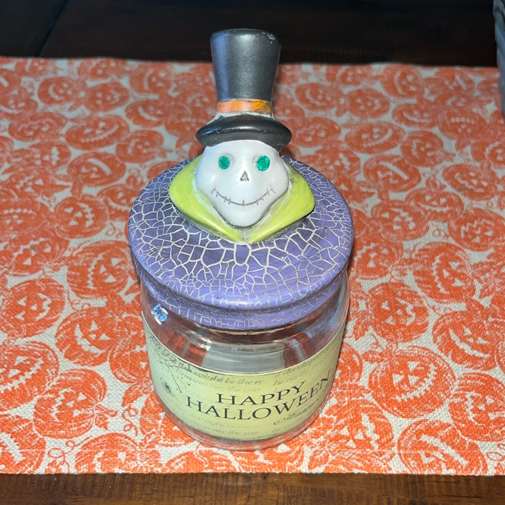 Halloween Skeleton glass jar